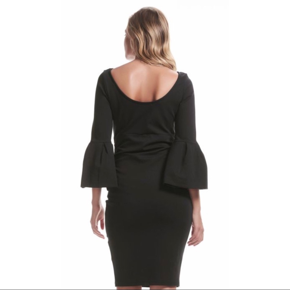 Soon Maternity Myra Black Ruffle Sleeve Maternity Dress - Picture 4 of 9